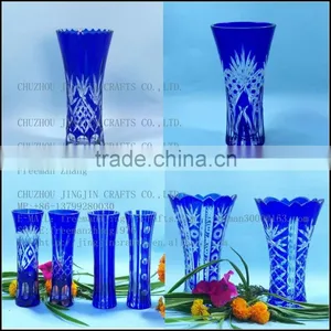 Hand Etched Overlay Flower Shop Best Selling China Glass Vase thumbnail-4