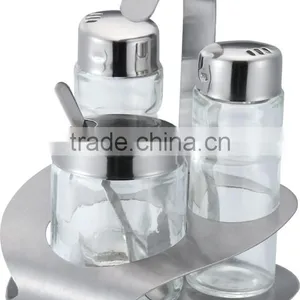 4 Pieces Salt And Pepper Galss Spice Set And Oil And Vinegar Spice Set thumbnail-5