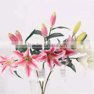 SJ11001109 Decorative Silk Flower Casablanca Lily/Artificial Stargazer Lily Flower for Sale thumbnail-1