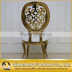 Luxury Gold Stainless Steel Louis Wedding Chair Covers PU thumbnail-3
