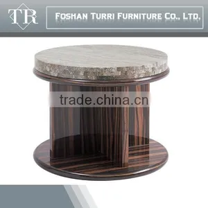 Modern Black Hand Craverd Travertine Top End Table thumbnail-1