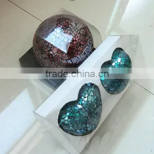 and Mosaic Glass Ball in Different Color Red Heart for Christmas Home Decoration thumbnail-5