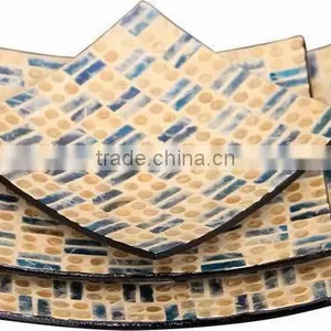 Set of 3 Mother of Pearl Inlaid Plates for Home Decoration thumbnail-2