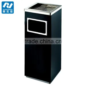 Square Stainless Steel Powder Coated Dust Bin With Ashtray thumbnail-2