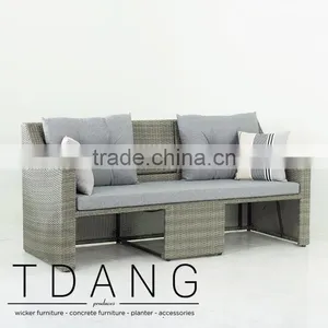 Madison Outdoor Wicker Loveseat With Ottoman thumbnail-3