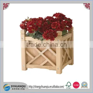 Indoor Outdoor Flower Box Natural Real Wood Square Planter Box Lawn Garden Decor thumbnail-1