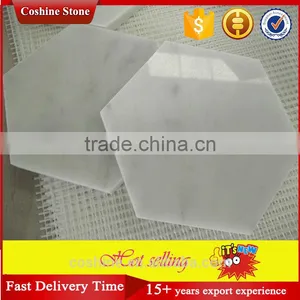 Polished White Carrara Marble Coasters Hexagon Tiles thumbnail-4