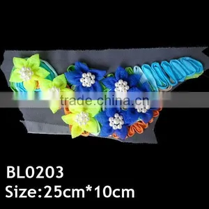 Handmade Applique Design Colorful Fabric Flower Trim for Cloth thumbnail-2