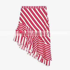 Office Skrirts Designs Wholesale Custom Made in China Striped Adults Tutu Skirts With Frill Mature Women in Skirts thumbnail-1