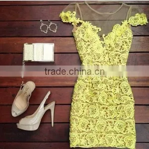 SZ L Women Summer Bandage Bodycon Lace Evening Sexy Party Cocktail Mini Dress thumbnail-1