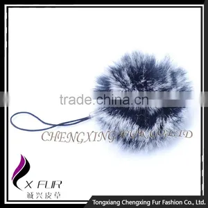 CX-A-54G Rabbit Fur Mobile Phone Strap Promotional Ring Fur Keychain thumbnail-1