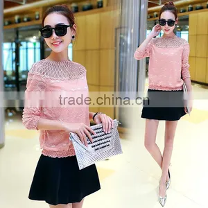 Walson Women Fashion Hollow Out Women Top Mesh Long Sleeve Women Blouse thumbnail-3