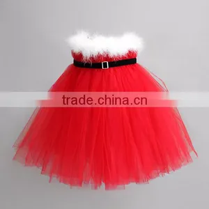 Fashion Strap Fluffy Kids Baby Girls Red Christmas Wedding Dress thumbnail-2