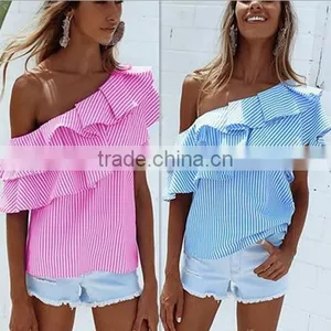 2017 Burst Europe and the United States Spring and Summer New Lotus Leaf Sleeves T-shirt Women's Clothing thumbnail-1