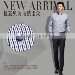 Double Collar Shirt With Woven Tape Decoration Cuff Check Design Non Iron Shirt thumbnail-3