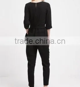 Casual Black V-neck With Belt One Piece Suit Design Trousers thumbnail-5