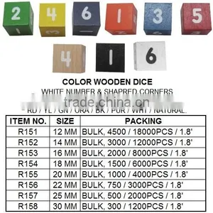 12PCS COLOR WOODEN DICE thumbnail-6