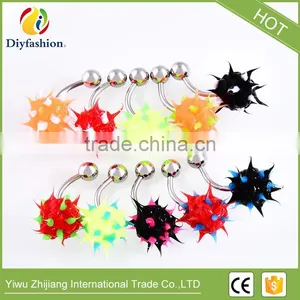 Stainless Steel Mixed Color Silicone Ball Shape Navel Ring thumbnail-3