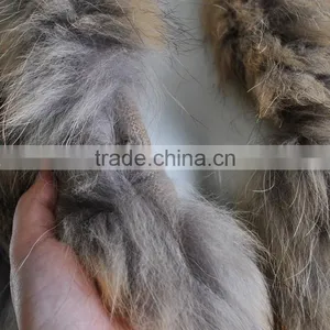 YR646 Stylish Real Rabbit Knit and Raccoon Fur Waistcoat Euro Long Fur Gilet thumbnail-5