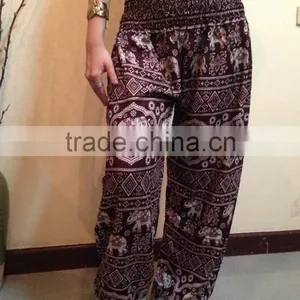 New Harem Pants Bohemian Gypsy Hippies Boho Animal Elephant Peacock Camel Thai Palazzo Pants Rayon Batik Ethnic Trouser Gypsian thumbnail-5