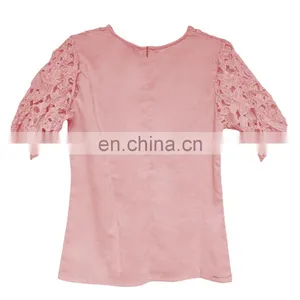 Women Hollow Out Patchwork Lace Blouse Blouse Base Lady Short Sleeve Shirts Hook Flower Blouses Plus Size Tops thumbnail-4