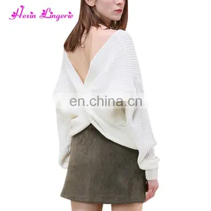 Guangzhou Factory White Long Sleeves Cashemere 100% Latest Design Ladies Sweater thumbnail-1
