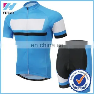 2015 Yihao Assurance Blue New Cycling Bike Short Sleeve Clothing Bicycle Sports Wear / Jersey / Bib Shorts Sets thumbnail-1
