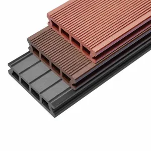 Fire Resistant Outdoor Synthetic Teak Floor WPC Cheap Composite PVC Decking thumbnail-5