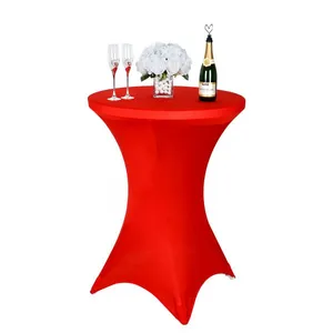 Cocktail Table Covers Stretch Spandex Red Cocktail Table Cover Cloth for Wedding,Banquet and Party thumbnail-1