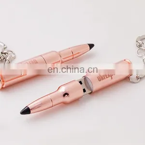 2021 Bullet Shape Metal Usb Flash Drive Oem Logo Laser Bullet Gun Memory Sticker thumbnail-1