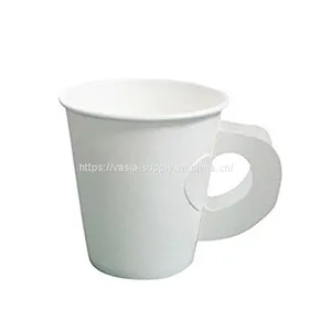 Pack of 50 Disposable Espresso 4oz Paper Cups With Handle Cream Color thumbnail-1