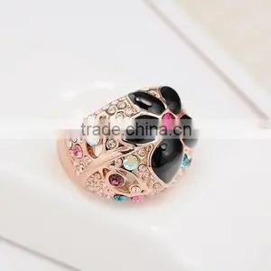 Shinning Brass Micro Pave Gold Flower Engagement Rings Jewelry Anillo Para Mujer Esposa Muchachas Chicas thumbnail-2