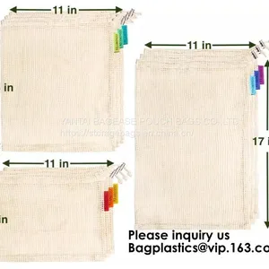 Organic Pure Cotton String Net Tote Shopping Bag With Long Handle Durable Washable Logo Customize Shopping Handbag Large thumbnail-3