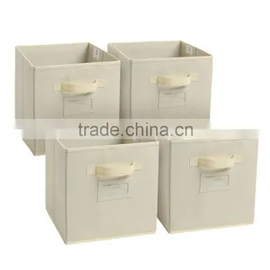 Fashion Red Colour Foldable Fabric Storage Box, Folding Basket Set of 4 thumbnail-2