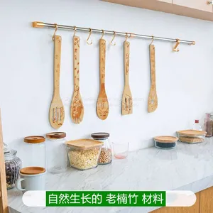 Engraved Bamboo Wood Utensils Set Wholesale Cooking Tools Bambu Wood Burned thumbnail-3