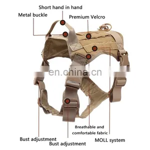 Wholesale Tactical Dog Harness Military Working Vest Adjustable Large Training Harness Hunting Military Tactical Dog Ves thumbnail-2