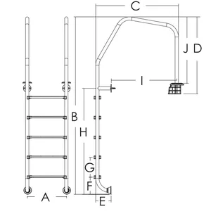 Overflow Swimming Pool Ladder Stainless Steel Pool Ladder With 3 Step thumbnail-5