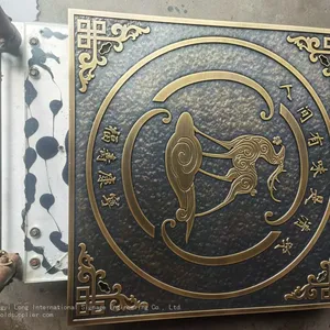 Japanese-style Art Manhole Cover, Scenic Area, Copper Relief Sculpture, Round and Square Carvings, Ground Sculpture thumbnail-5