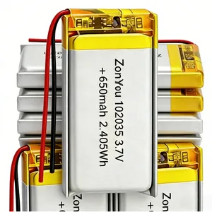 ZonYou 102035 LiPo Batteries 3.7V 650mAh Pouch Cells 500 Cycles for Consumer Electronics Toys & Power Tools thumbnail-2