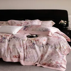 Solid Beige Woven Egyptian Cotton 4‑Pcs Bedding Set, All‑Season Breathable Soft Duvet Cover Sheet Set thumbnail-3