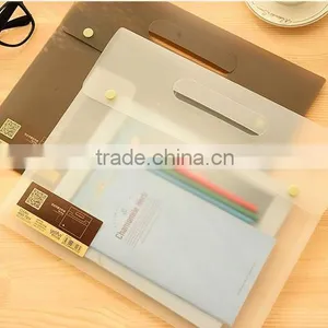 A4 Trasprent /frosted Fashion Portable Plastic File Box With Double Snap Button Suitable for Office Lady thumbnail-3