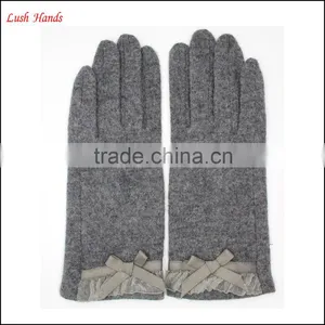 2016 Ladies Fingered Spandex Velvet Gloves With Lace Bow thumbnail-4