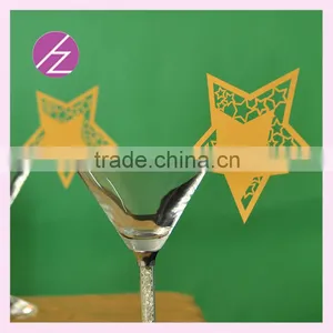 Laser Cut! Butterfly Place Wedding Card for Wine Glass Laser Out Place Card for Wine Glass Five Star Design JK-78 thumbnail-1