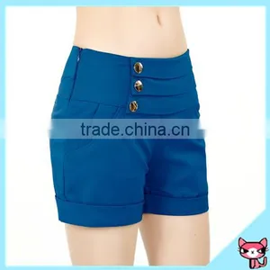 Pure Blue High Waisted Shorts Women thumbnail-1