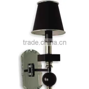 1 Light Black Fabric & Crystal Wall Lamp thumbnail-1
