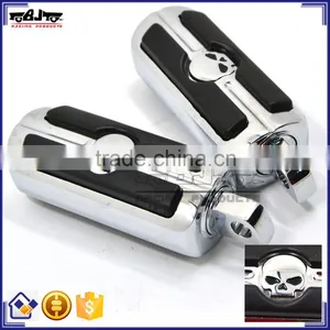 BJ-FP216-051 Chrome Billet Aluminum Foot Pegs Pedal for Serrated Harley Davidson Style thumbnail-1
