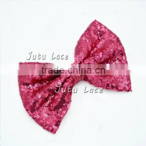 25colors of High Quality Decoration Tutus Bowknots -7inch Big Sequin Fabric Hair Bows thumbnail-2
