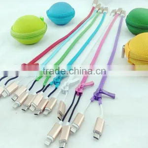 Zipper Usb Data Cable Colorful Usb Cable With Cable Bag for Factory Wholesale thumbnail-1