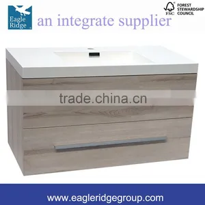Double Drawers Vanity, Wall Hung Vanity, Wood Grain Bathroom Vanity K900P thumbnail-1