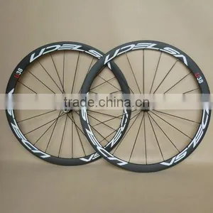 UDELSA Carbon Wheels 38mm Tubular 23mm Wide Road Bike Wheelset Bladed Spokes thumbnail-1